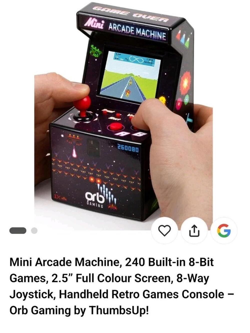 Mini Arcade Machine, 240 In-Built Games, 8-Bit Retro Arcade Games, 2.5” Full Col